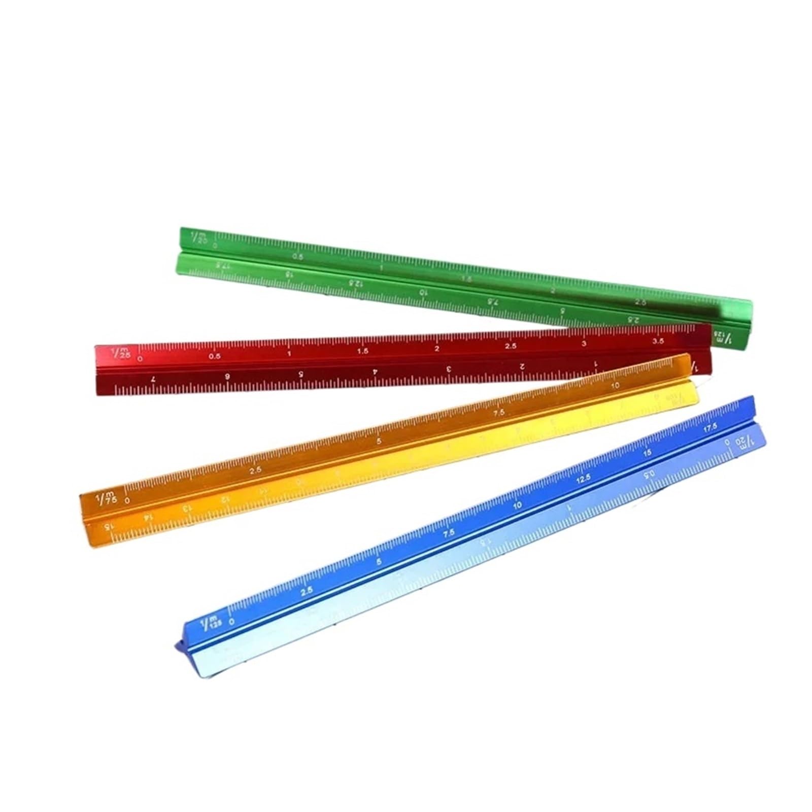 Architectural Scale Ruler 2Pcs Colorful 15cm Aluminum Triangular Scale Ruler Alloy Metal Regua