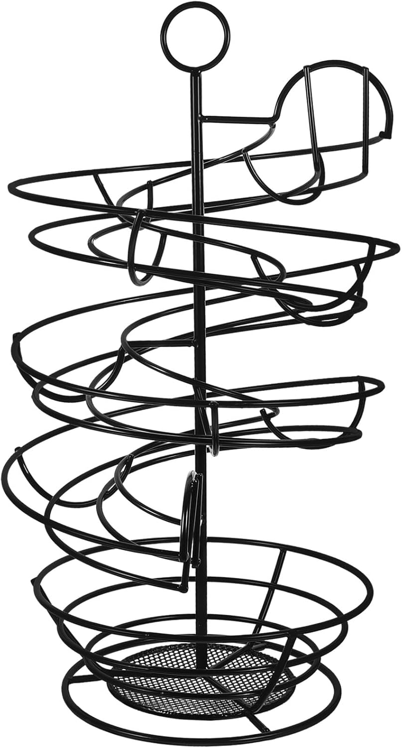FRCOLOR Spiral Iron Egg Basket Black Kitchen Countertop Egg Storage Rack and Food Storage