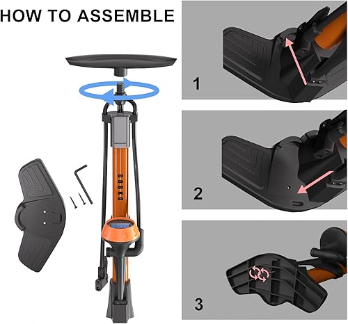 Miniatura 4 de GOBKO Bomba de bicicleta con manómetro, bomba de piso de bicicleta para válvulas Presta y Schrader, inflador de neumáticos de bicicleta, inflador de