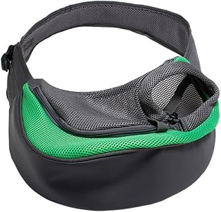 VILLCASE Pet Sling Carrier, Hands Free Pet Carriers Breathable Shoulder Bag Polyester Cross- Body Bag for Outdoor Travel, Size S Green