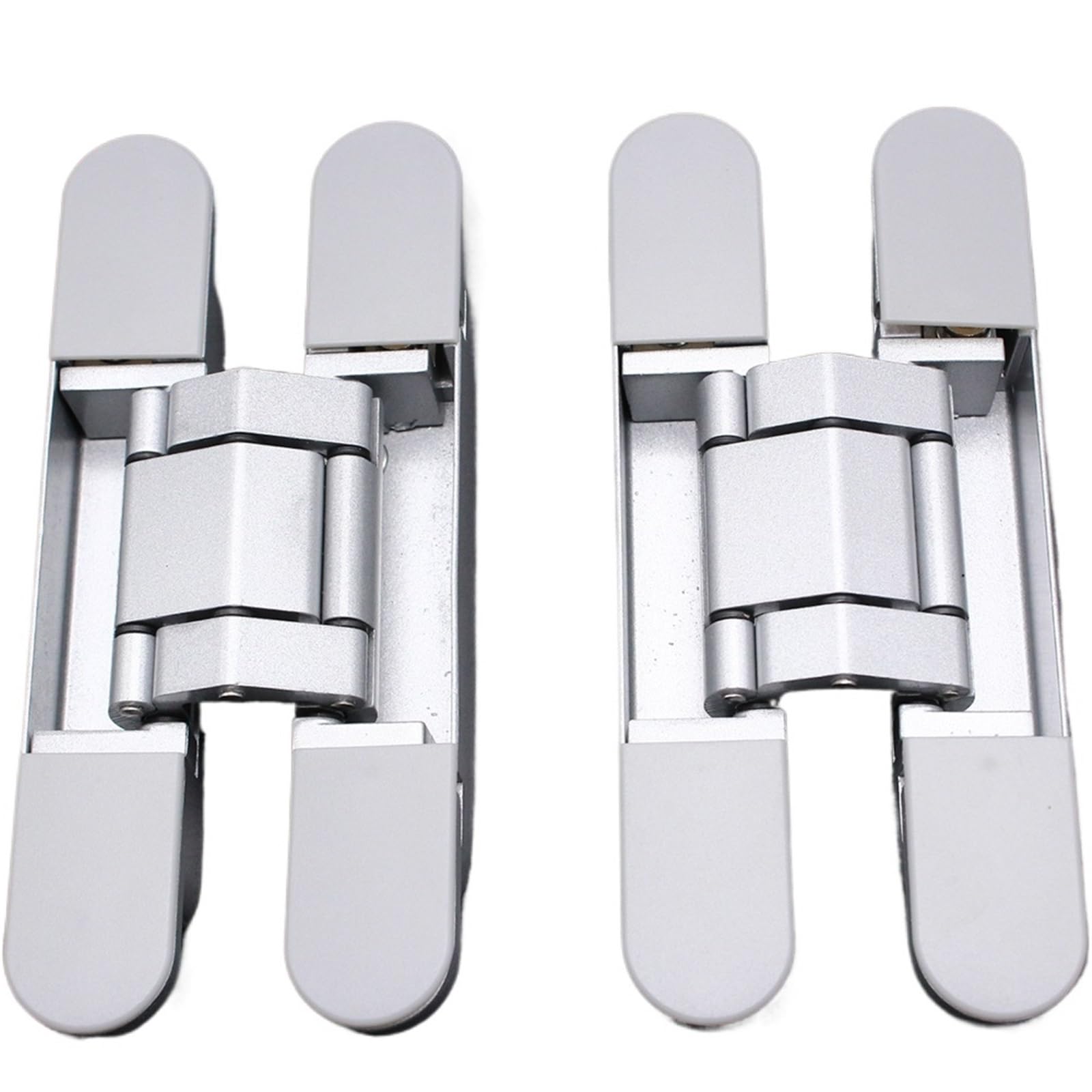 Concealed Hinge 2PCS 40KG Weight Heavy Dyty Wooden Door 180Degrees Opening Adjustable Hidden Hinge 6 Inch Casement Interior Gate Invisible(Sliver)