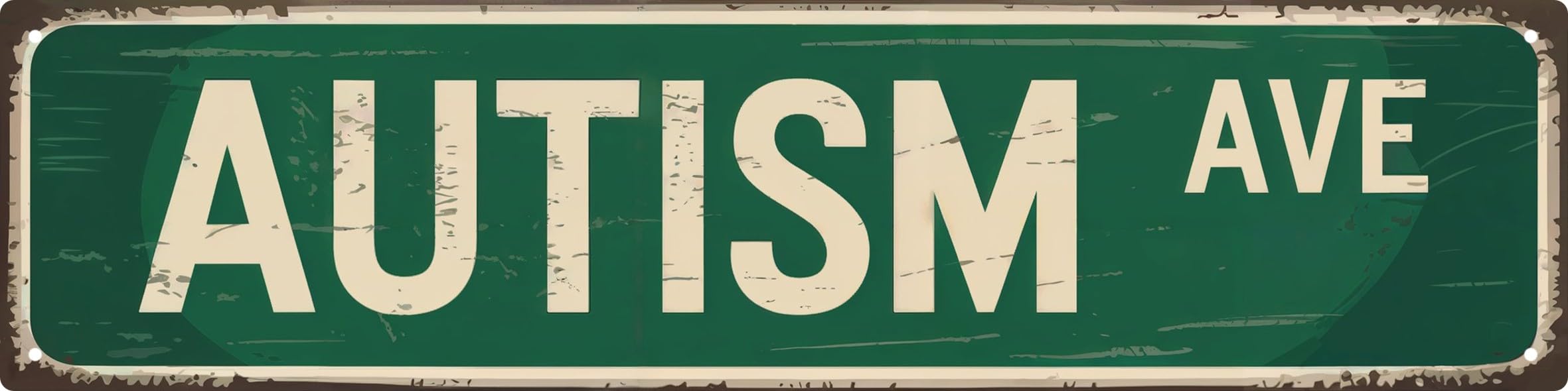 Autism Ave Street Funny Retro Wall Metal Tin Signs Decor 4x16 in
