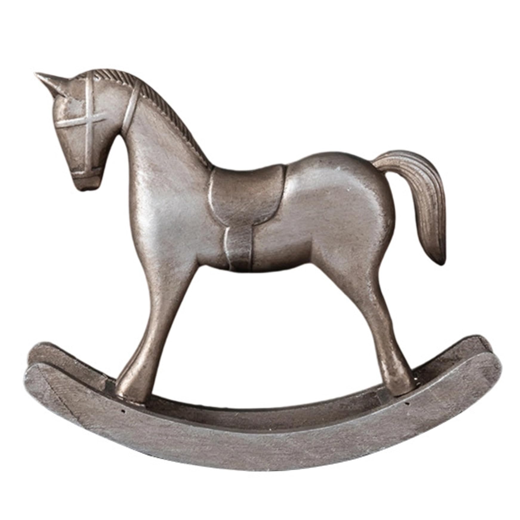 Statue rétro de cheval à bascule bois vintage pour meuble armoire et table basse