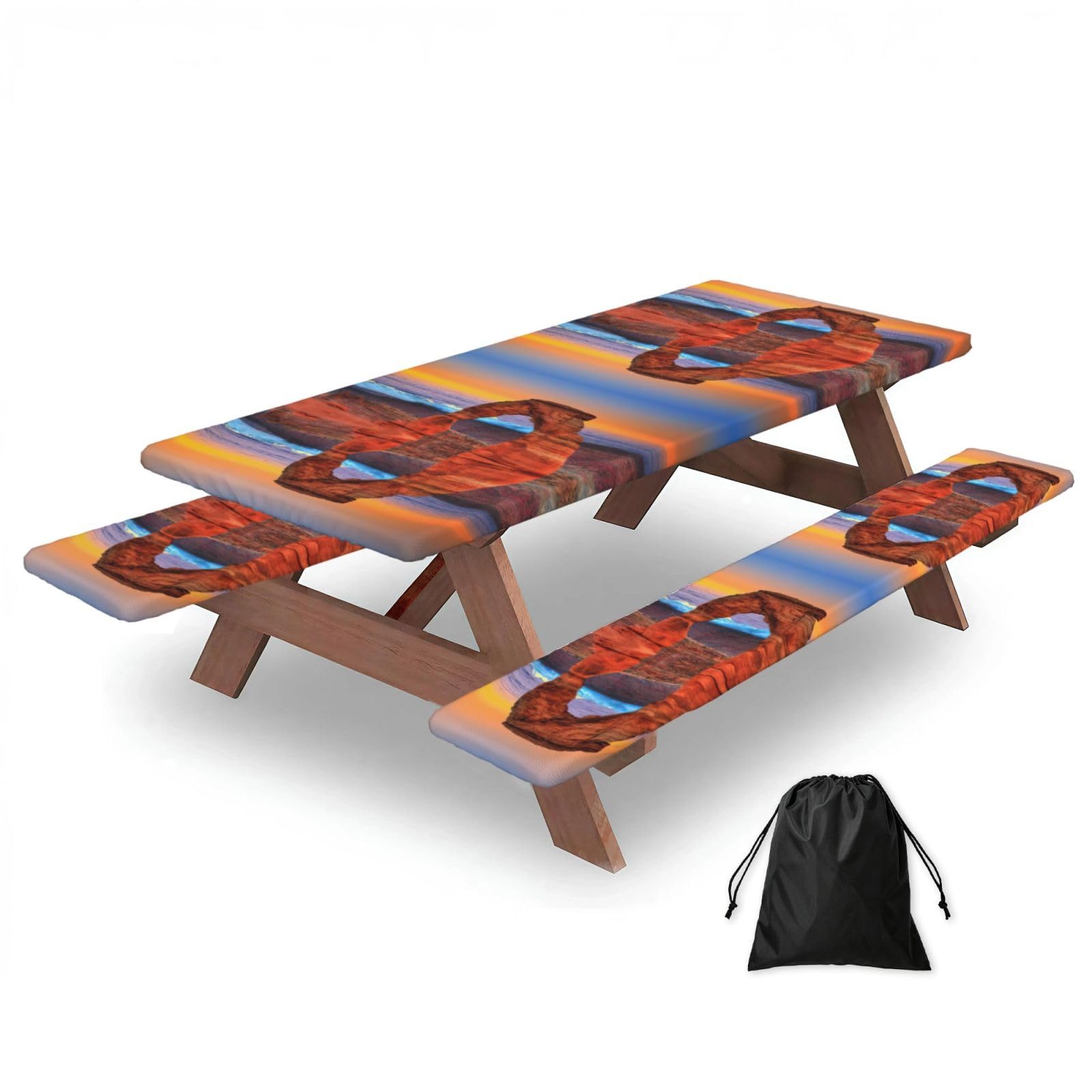 Arches National Park Print 3 Pack Wipeable Picnic Bench Cover And Table Cover Lightweight Table Cloth For Camping Outdoor