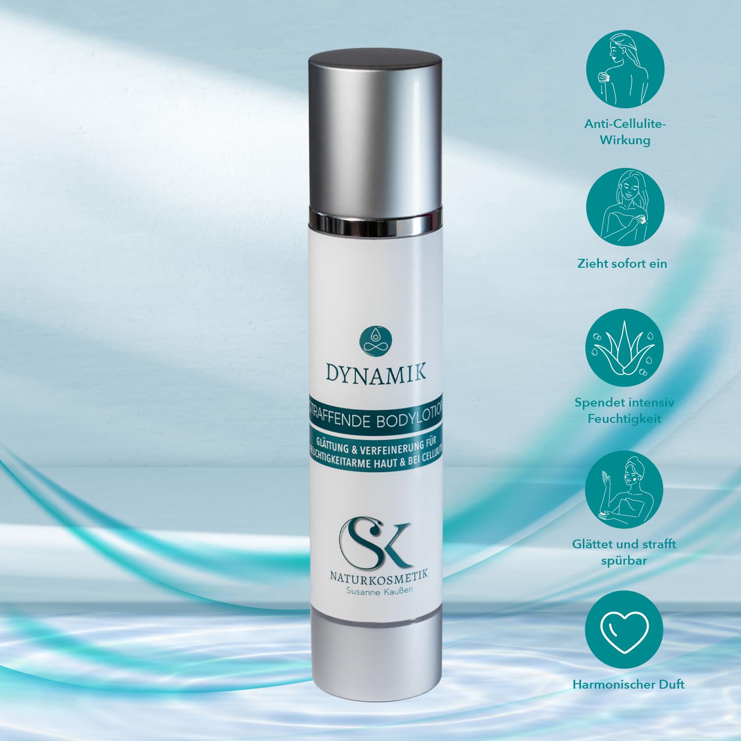 DYNAMIK Bodylotion Straffende Anti-Cellulite Pflege mit Actiporine 8G Algenextrakt, Resveratrox & Aloe Vera, Feuchtigkeitsspendend für Trockene & Feuchtigkeitsarme Haut