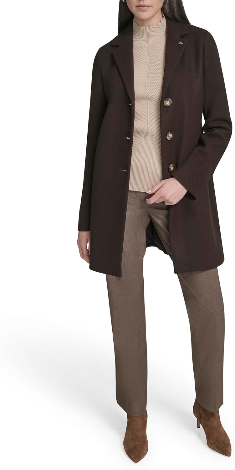 Calvin Klein Women's Classic Faux Wool Overcoat – Long Button Front Winter Jacket - Image 5