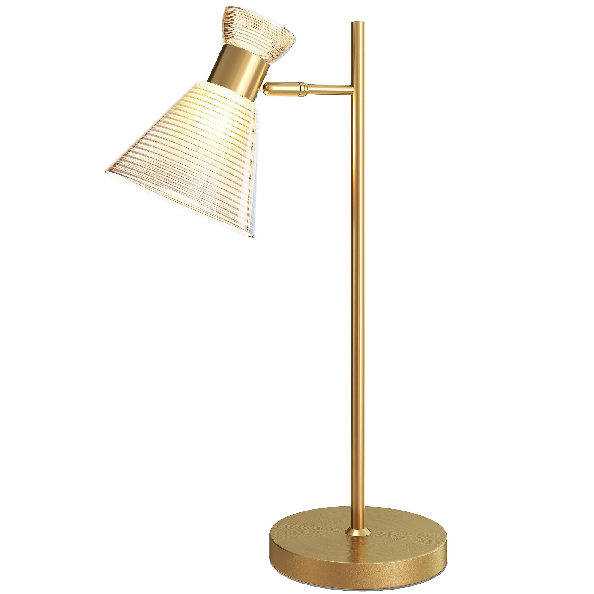 HOMCOM Modern Table Lamp with Adjustable Flower-Shaped Head, Bedside Lamp with E27 Socket for Bedroom, Living Room, Studio, Bulb Excluded, Gold Tone