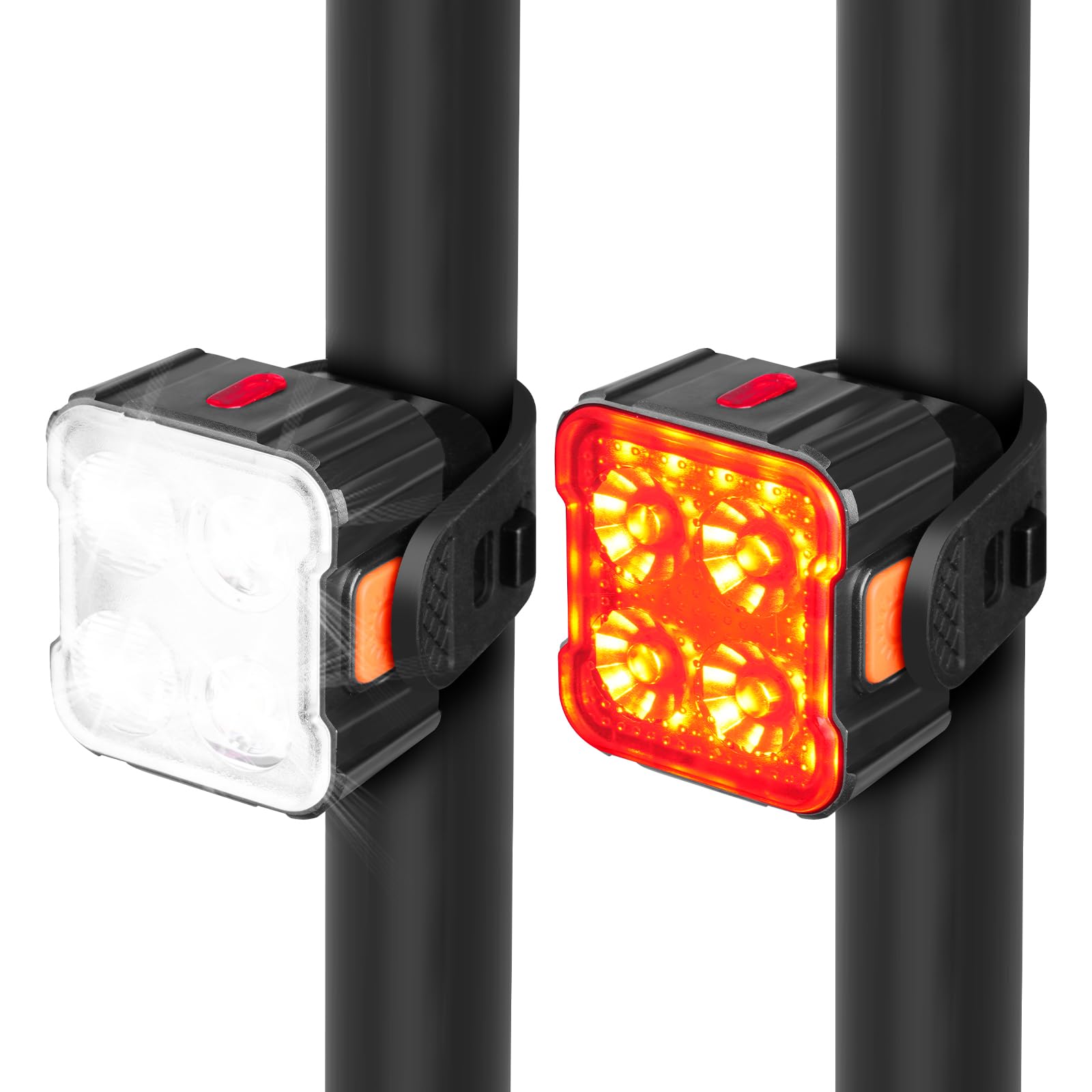 Ainiv Set Luci Bicicletta LED Ultra Sottile, Luce Bici Anteriore e Posteriore, USB Ricaricabile Luci Bicicletta, Illuminazione Luci Bici, per I'equitazione Notturna, Campeggio