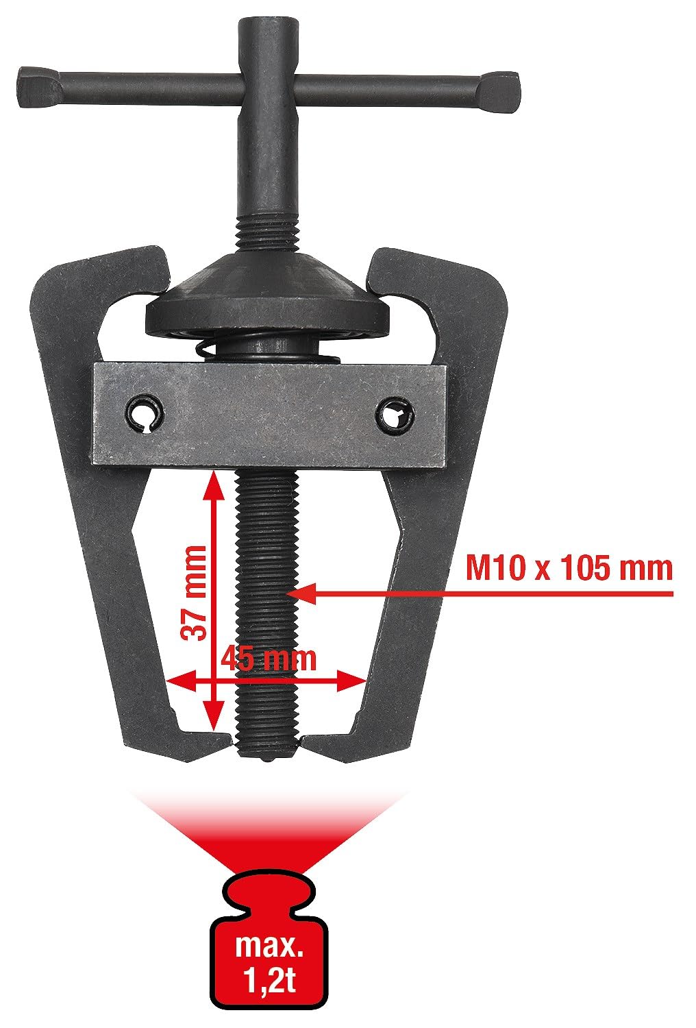 KS Tools 700.1179 Extractor de limpiaparabrisas de sujeción rápida, 2 garras, 45 mm
