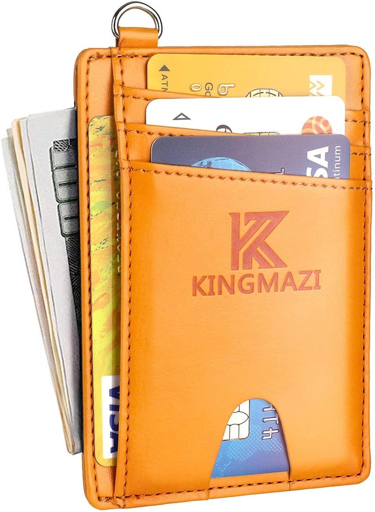 Slim Minimalist Front Pocket Rfid Blocking Wallets, Credit Card Holder with D-Shackle for Men Women