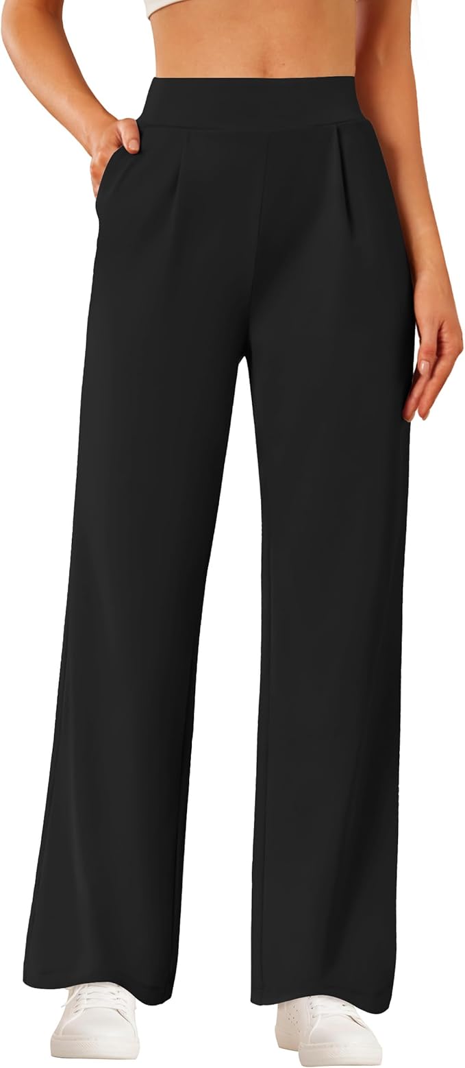 SEMARO Womens Wide Leg Dress Pants High Waist Stretchy Business Work Office Slacks Pull On Casual Lounge Pants with Pockets