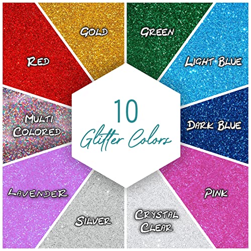 Glitter - 10 Count Fine Glitter Set - Glitter For Resin, Glitter For Crafts - Glitter Shaker Bottle, Glitter For Tumblers, Craft Glitter For Scrapbooking - Bulk Glitter Set #TOP2