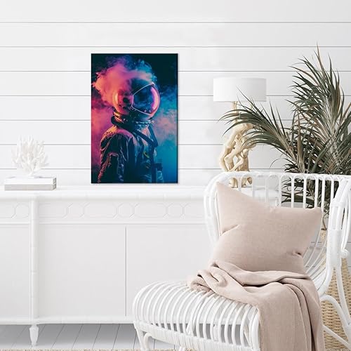 Miniatura 4 de Lienzo decorativo retro de astronauta ahumado, neón Cyberpunk, impresiones artísticas únicas futuristas de ciencia ficción, decoración del hogar