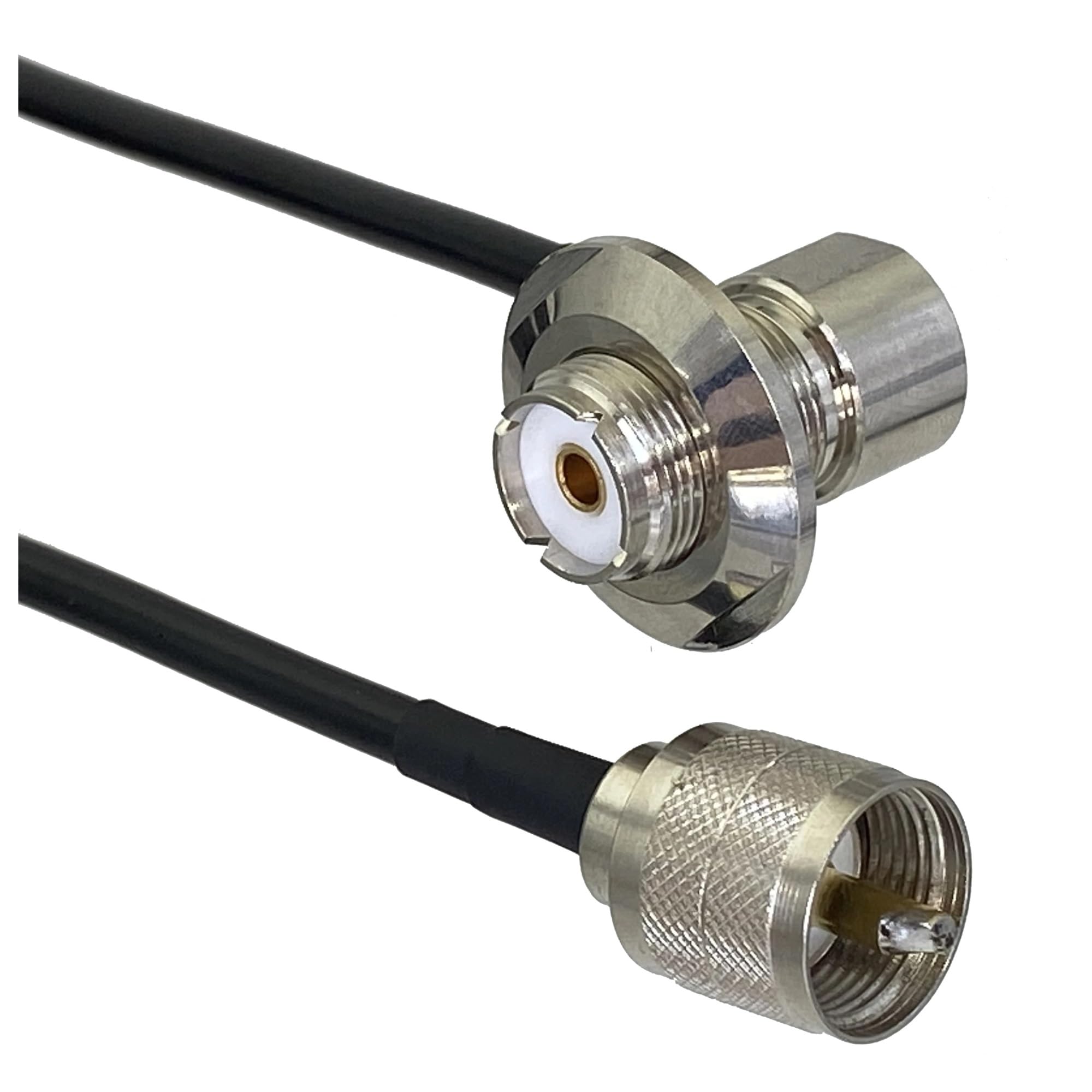 LIUCH Cavo Jumper RF a Treccia da 6 Pollici a 50 m, con Spina Femmina UHF RG58, ad Angolo retto, a Maschio PL259(5M)