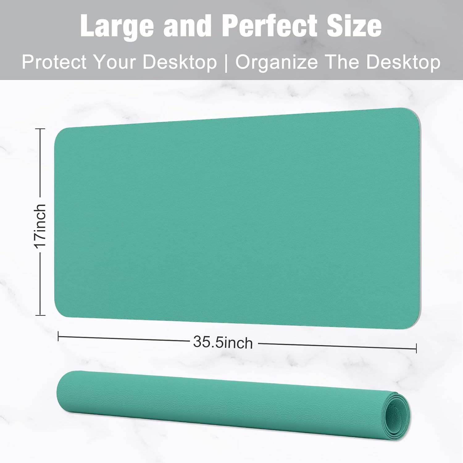 Hsurbtra Desk Pad, 35.5" x 17" PU Leather Desk Mat, XXL Extended Mouse Pad, Waterproof Desktop Blotter Protector, Non-Slip Ultra Thin Large Laptop Keyboard Writing Mat for Office Home, Fruit Green - 3