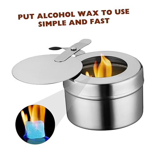 Miniatura 2 de Soporte de combustible para chafer, 4 soportes de combustible de acero inoxidable con cubierta para platos de rozaduras, bufé, barbacoa, fiesta,