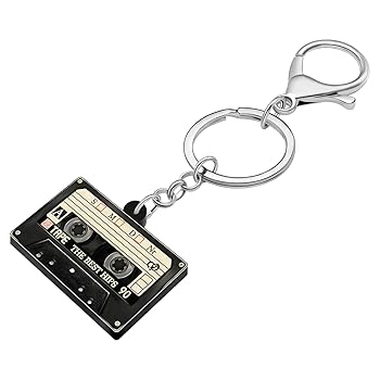 OUSIO Acrylic 80s 90s Vintage Cassette Keychain Retro Music