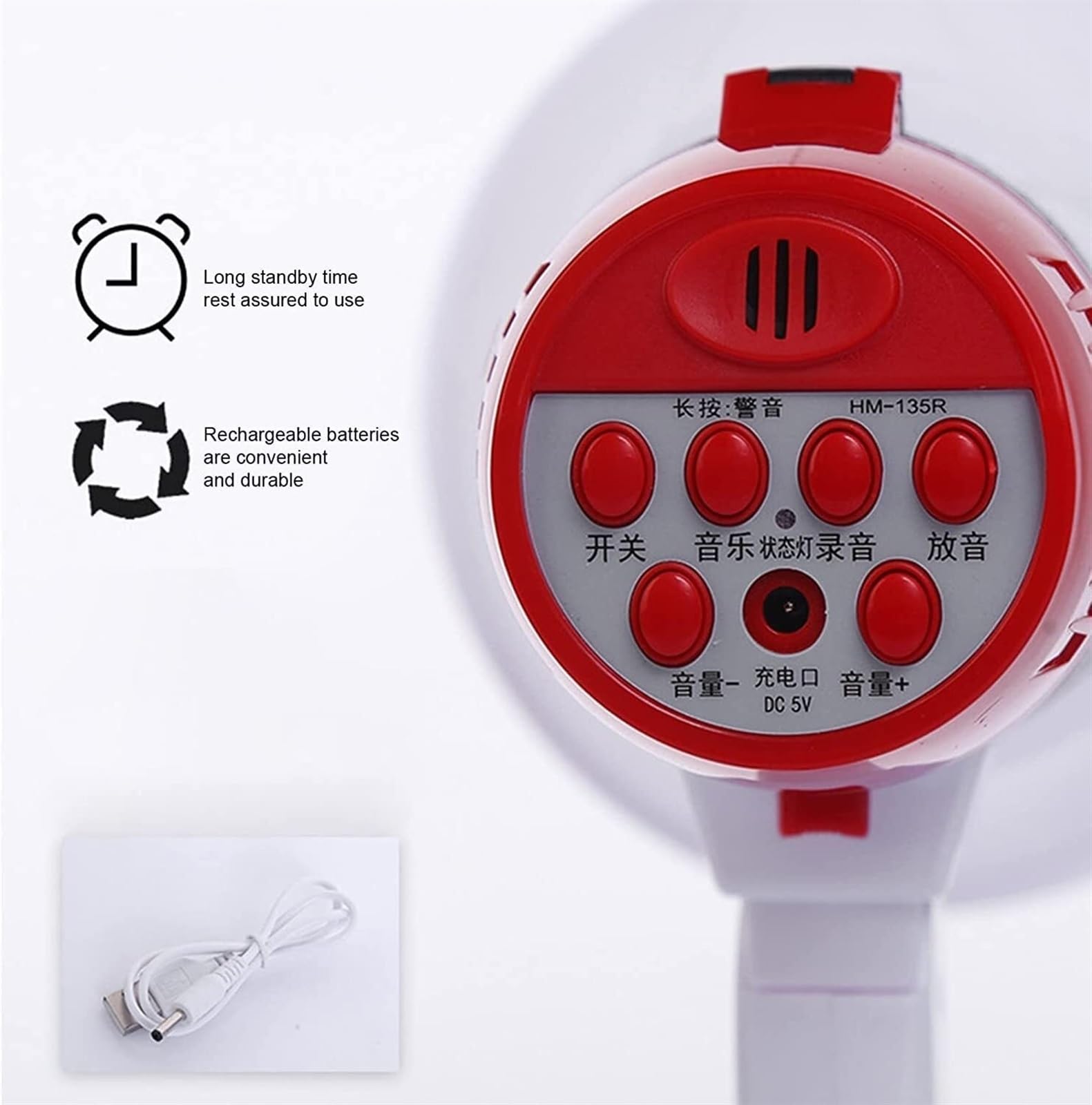 Megafono Altoparlante Megafono Portatile con Maniglia Pieghevole E Riproduzione della Registrazione per Amplificatore Vocale per Guida All'aperto Megafono Bullhorn