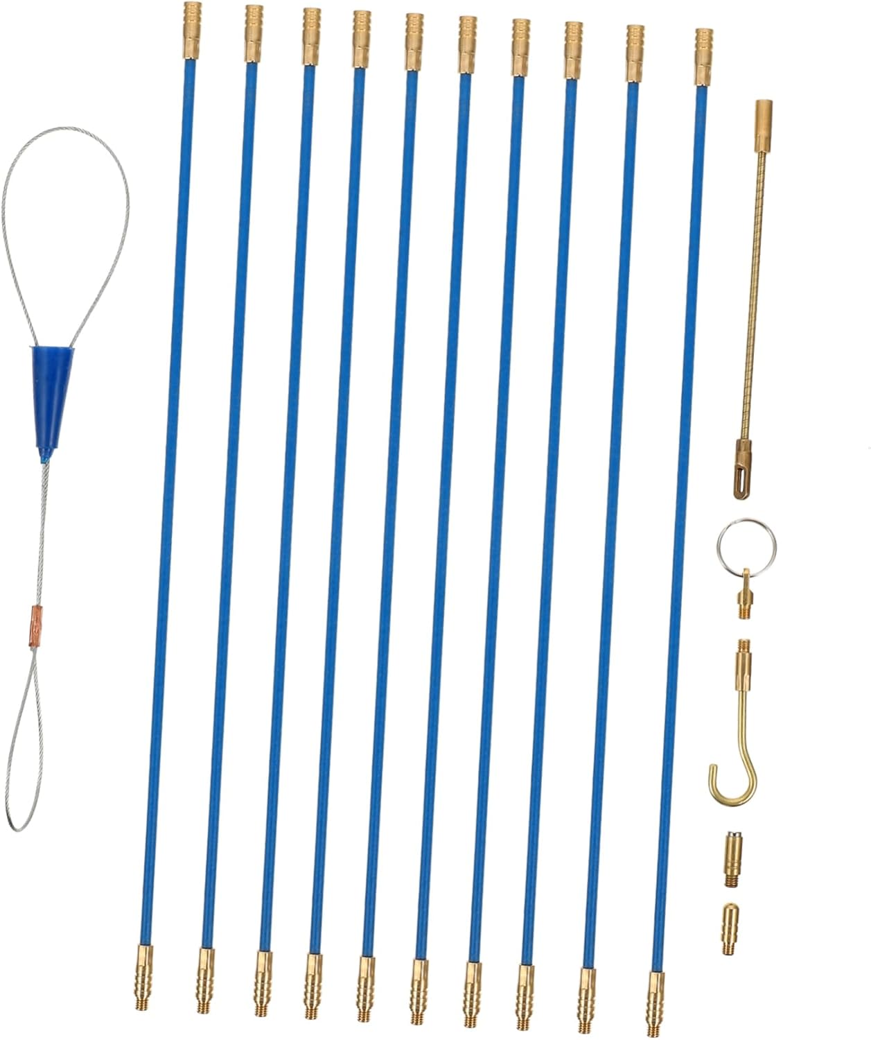 2 Sets Threader Electric Tools Glow Rods Fish Sticks Electl Duct Tape Clear Coaxial Fish Tape Kit Wire Fishing Blue Glass Fiber Tools Fiberglass Fish Tape Cable Puller