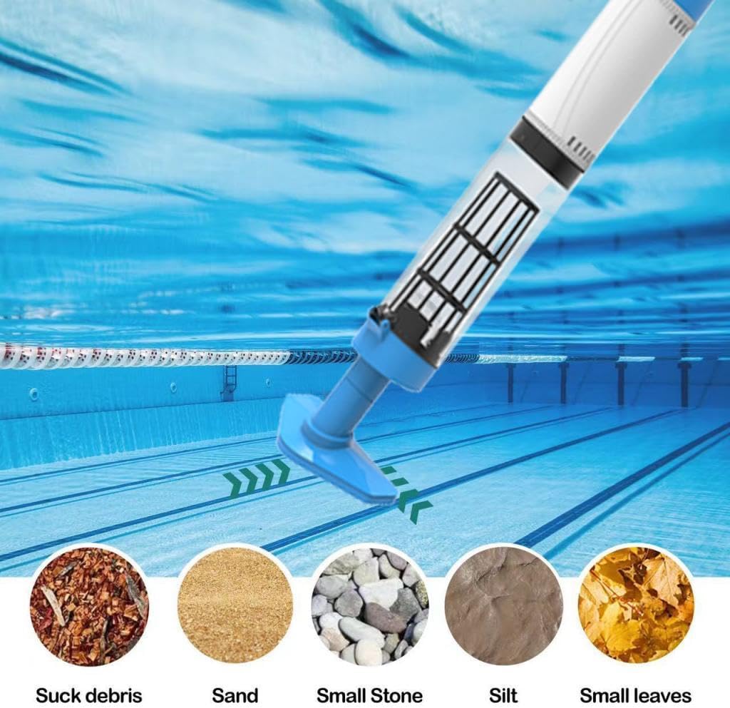 Generic Handheld Pool Vacuum Rechargeable Pool Vacuum Deep Cleaning 3 in 1 1600mAh Pool Vacuum Cleaner for Small Pools Swimming Pool