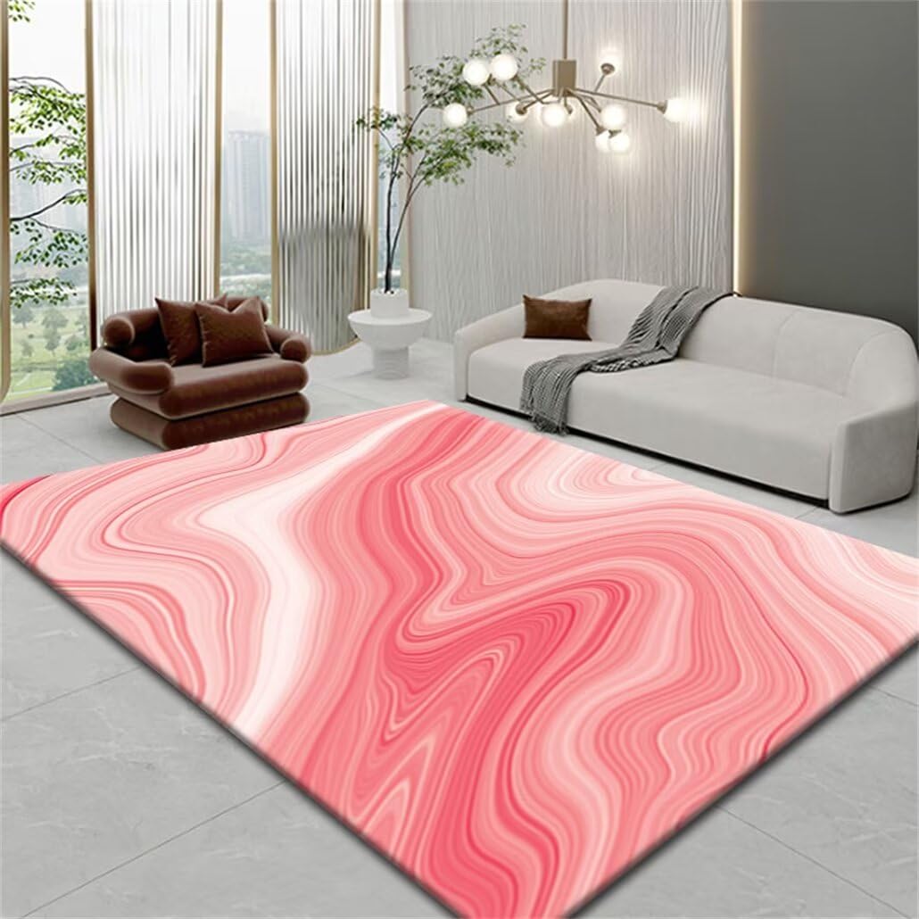 Tapis salon doux lavable rose moquette chambre bébé fille 200x250cm
