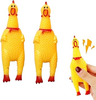 大声で鳴くニワトリおもしろ 鶏 2個セット シャウティングチキン 鳴く 叫ぶ チキン おもちゃ にわとり 犬用噛むおもち 面白ニワトリ (16cm)