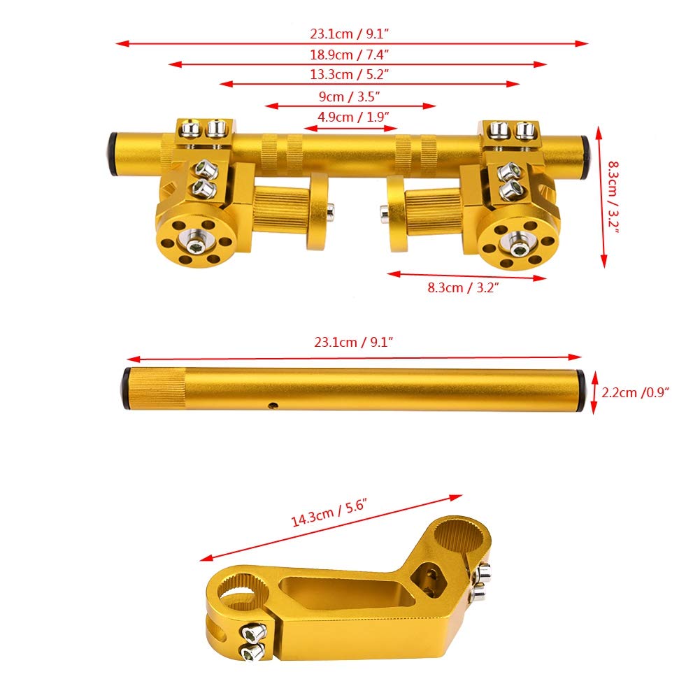 di manubrio regolabile CNC da 7/8" (22 mm) per moto, manubrio in alluminio ricavato dal pieno per pit bike e dirt bike da 125, rimovibile con regolazione dell'altezza e (Oro)