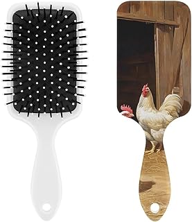 Chicken And Rooster Print Print Air Cushion Comb with TPR Air Pad, ABS + Nylon Bristles for Scalp Care And Detangling