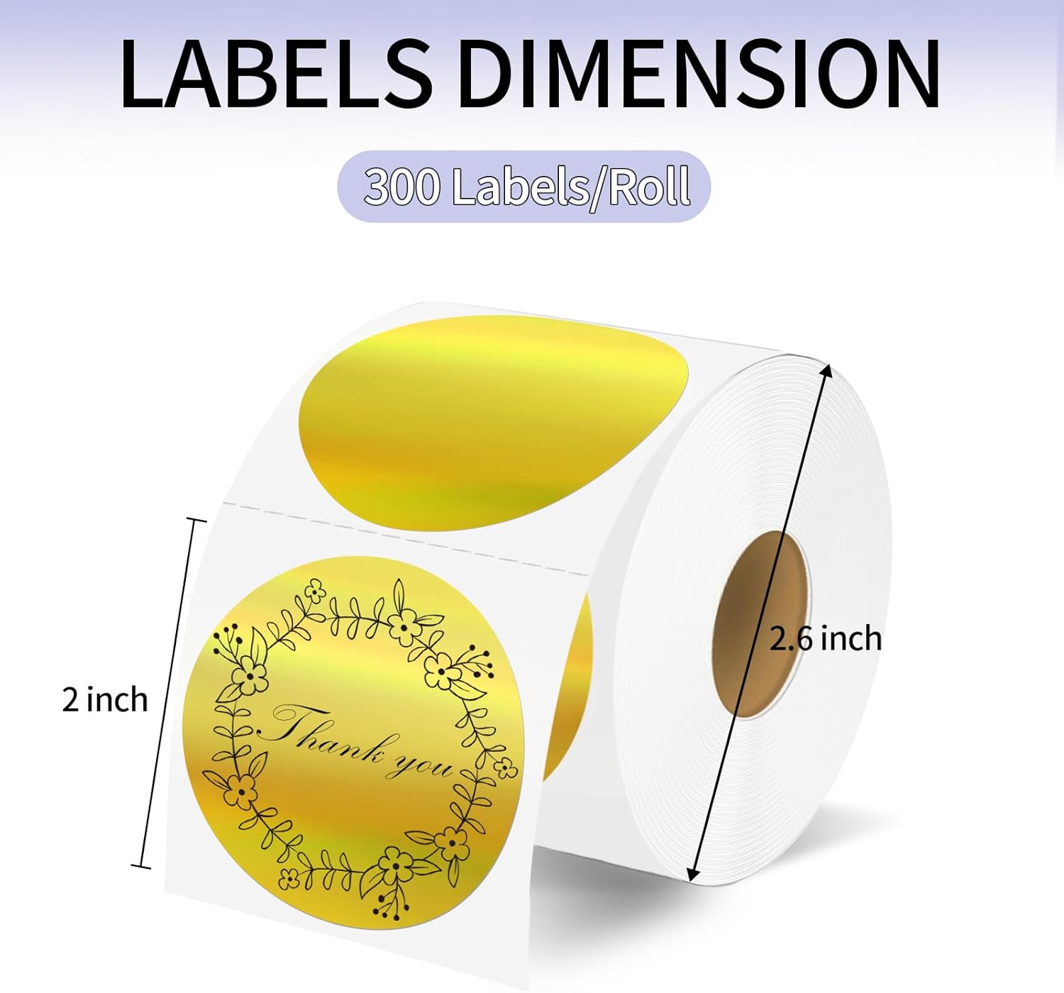 Starboling Thermal Labels,2 Inch Gold Round Thermal Printer Stickers,Self-Adhesive Round Direct Thermal Labels,Thermal Stickers for DIY Logo Design,Name Tag(Gold 300/Roll) - Image 2