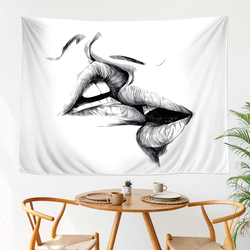YISUMEI Alynsehom Tapestry Kissing Lovers Tapestry Wall Hanging Abstract Sketch Art Romantic Men or Women Kissing Tapestries Hippie Bedroom Living Room Dorm Decoration(L/150x200cm/60x80inch) - Image 2