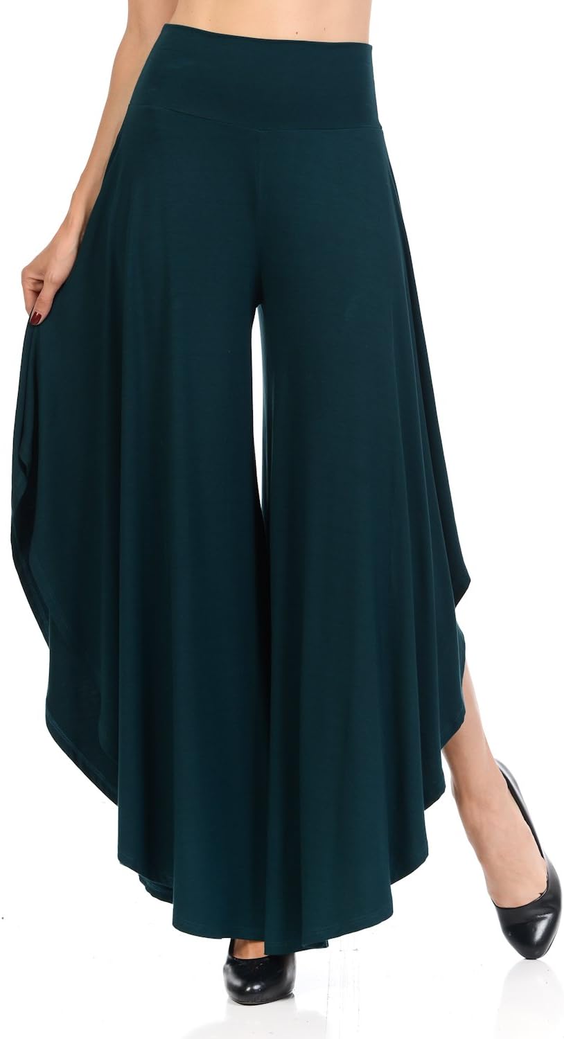 JDJ CO. Women's Layered Wide Leg Flowy Cropped Palazzo Pants, 3/4 Length High Waist Palazzo Wide Legs Capri Pants