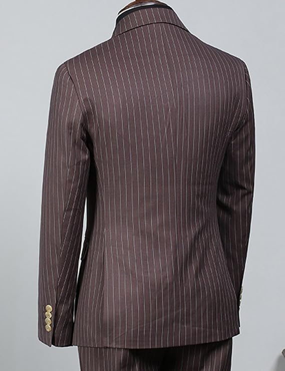 Men's Striped Blazer Business Casual Spring Summer Jacket Slim Fit Peak Lapel Formal