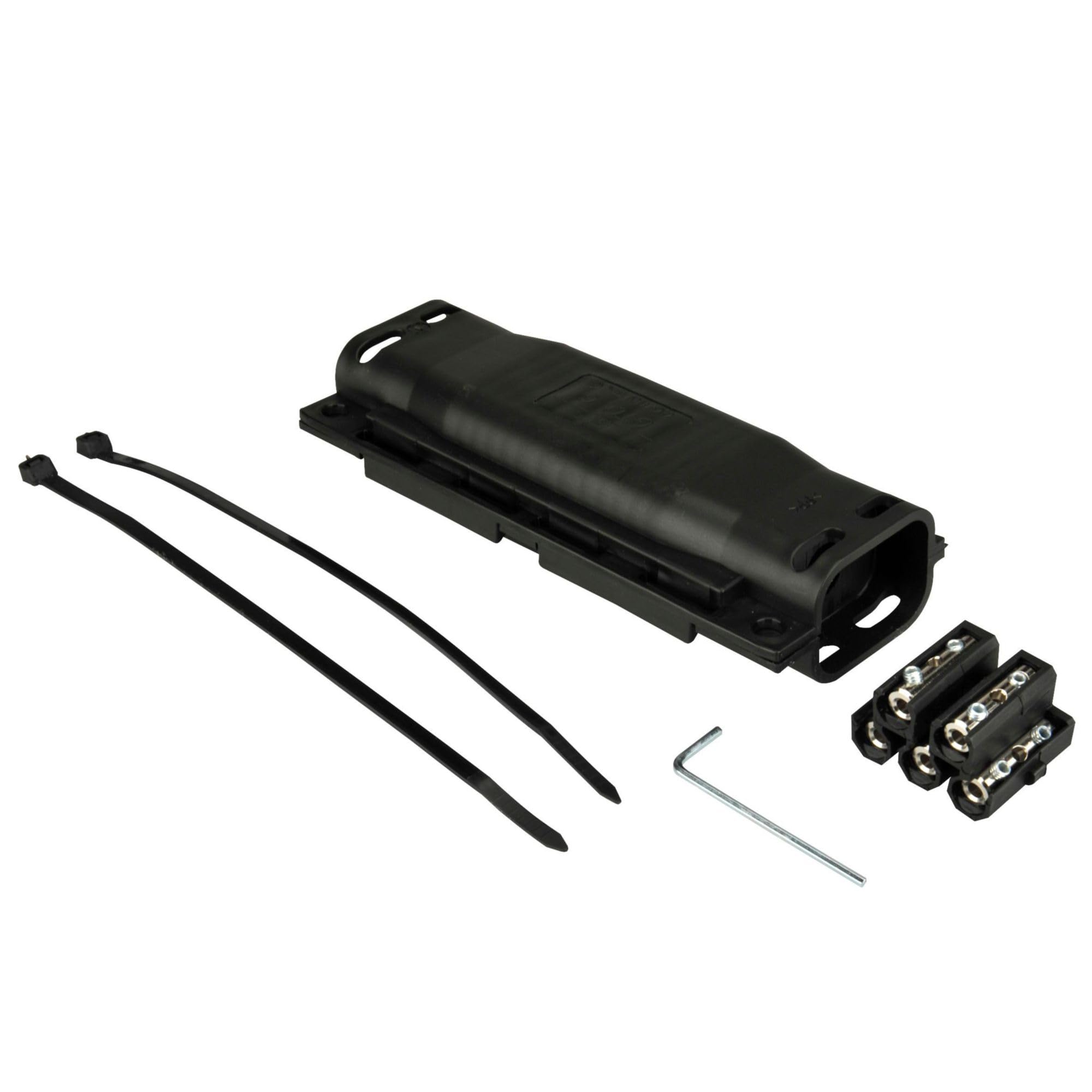 UNITEC Gelverbindungs- und Abzweigmuffe, GTQ 6, wasserdicht IP68, UV beständig, schlagfest, für Kabelmantelschäden bis 70 mm, repariert, dichtet und schützt den Kabelmantel, mit Plombe, schwarz