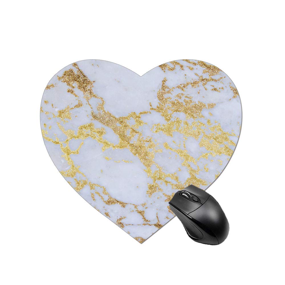 Gaming Mouse Pad Awesome Trendy Modern Faux Gold Glitter Marble Design for Desktop and Laptop 1 Pack Round Mouse mat