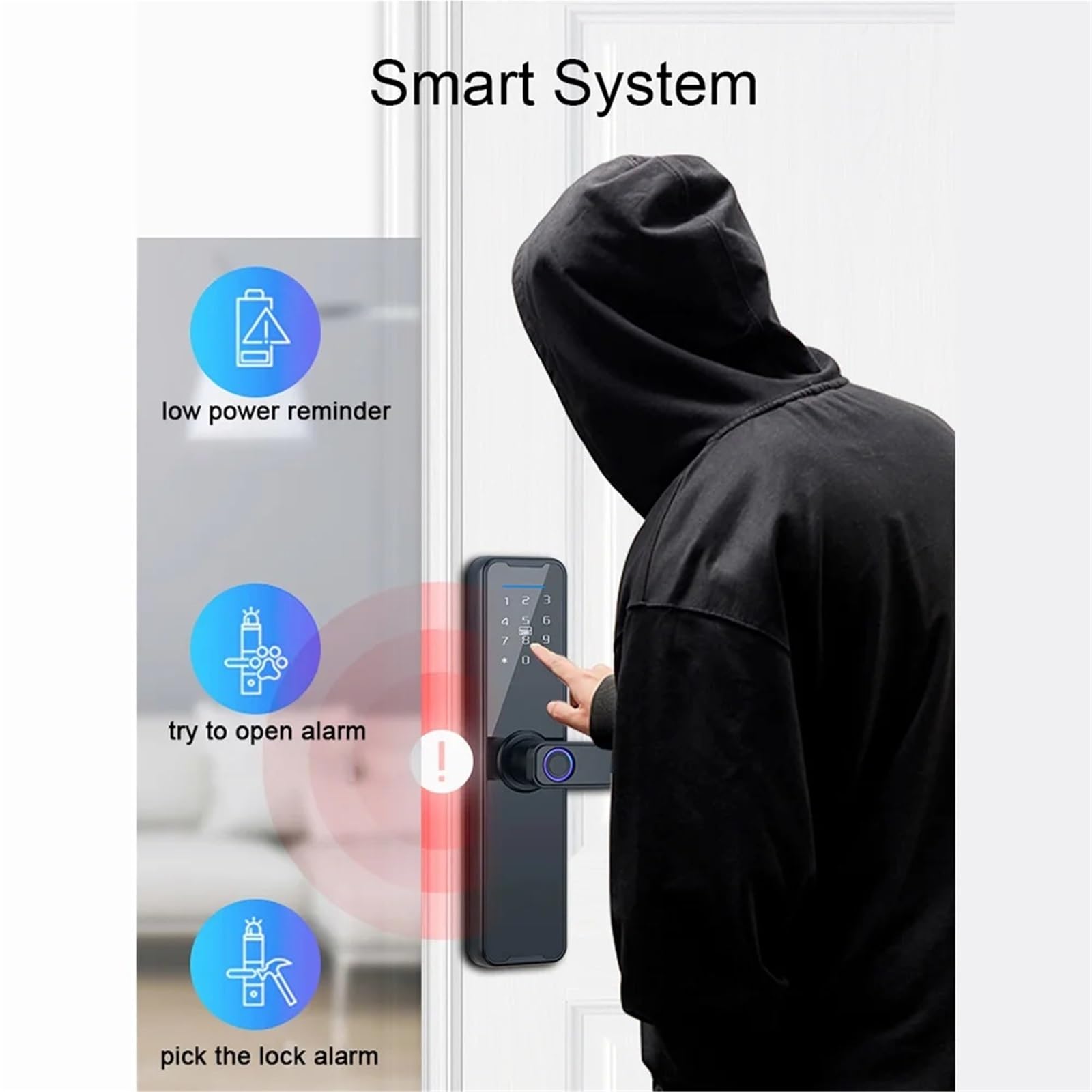 Inteligentny zamek Biometryczny z użyciem linii papilarnych Zamek drzwi Klawiatura uchwytem Elektroniczny zasuwkowy czytnikiem Biuro Handlowe