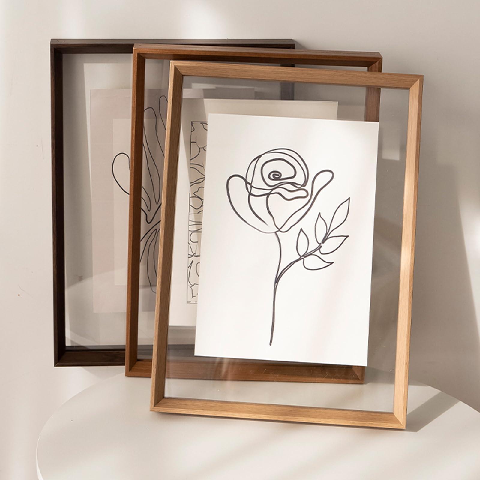 Schwebender Glasrahmen - Doppelglas-Bilderrahmen für Fotos und gepresste Blumen, stabiles und kratzfestes Display
