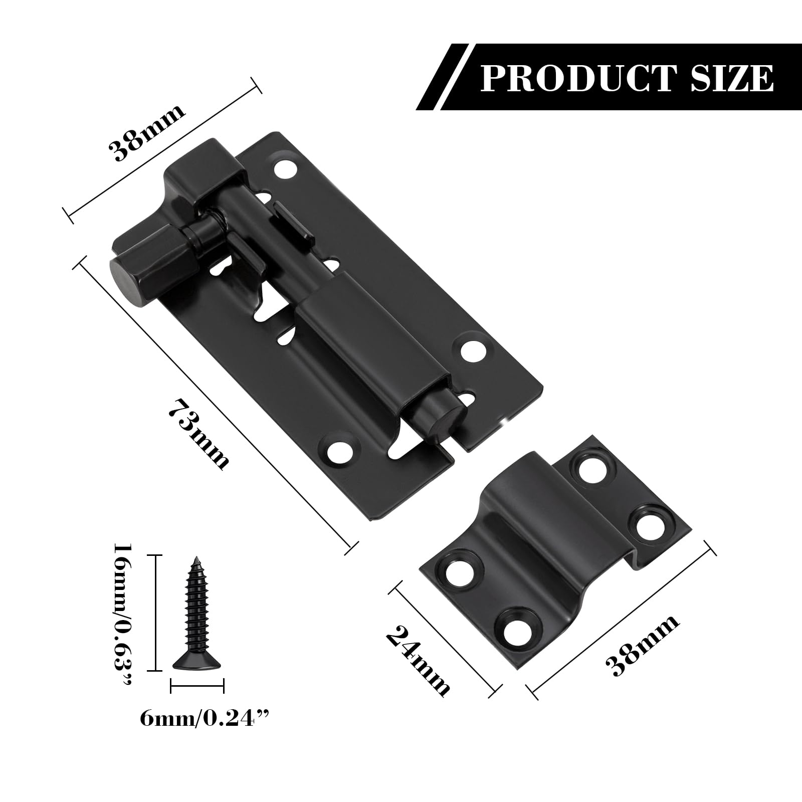 JelKen 2 Pack Door Lock Bolts 3"(75mm) - Image 2