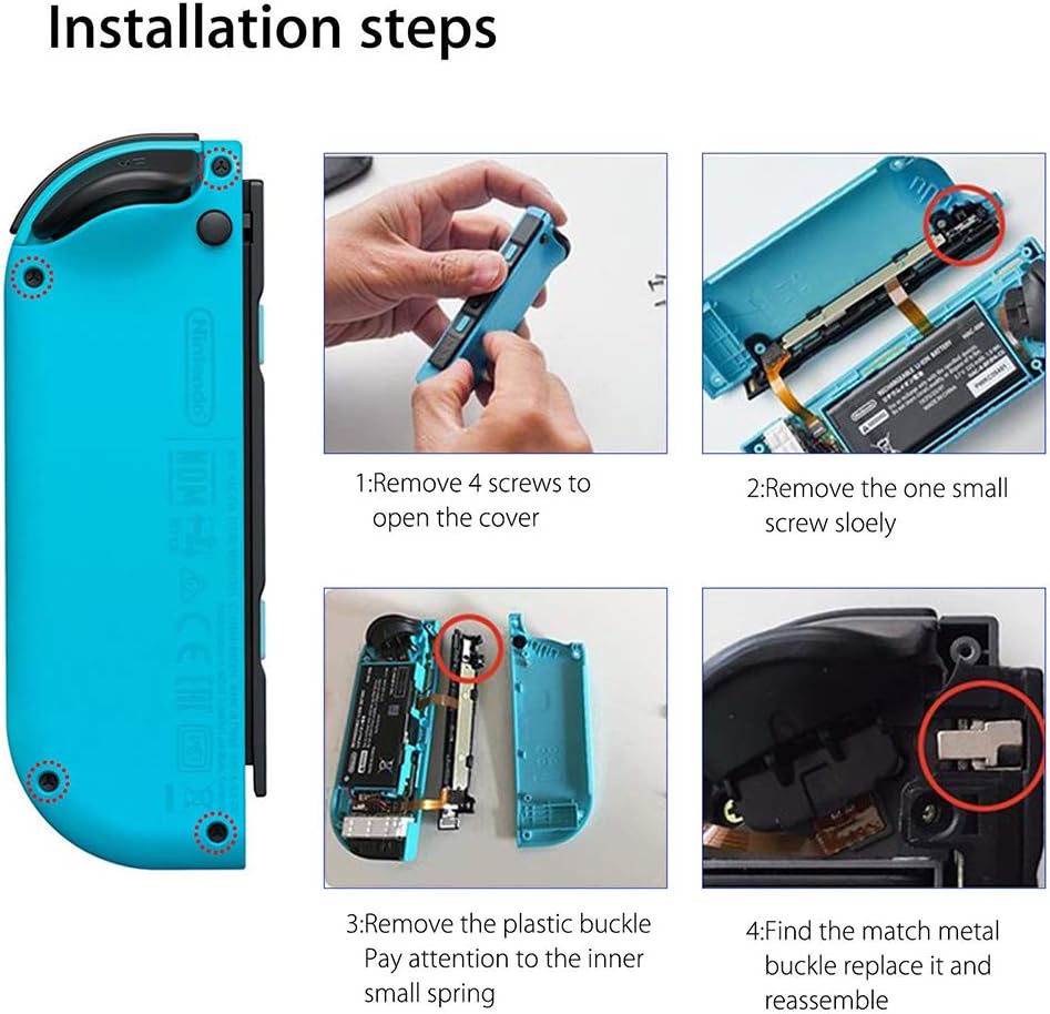 MOYEEL 2 Pairs Replacement Metal Lock Latches for Nintendo Switch Joy-Con Controller,Lock Buckles Repair Tool Kit for Switch Joy-Cons - Include Tri-Wing & Cross Screwdriver Tool + 4 Pcs Y Screws