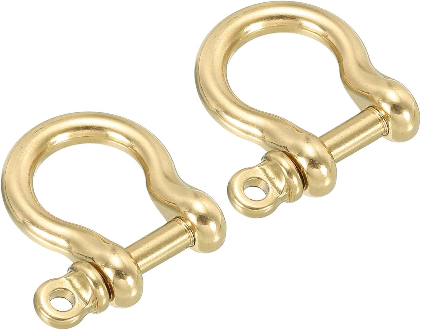PATIKIL D-Ring Shackle, Brass Pin Shackle U Type Fob Key Hook Small Bow Shackles for DIY Craft Leather Replacement