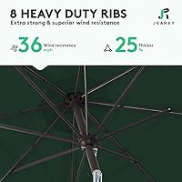 Vista 5 de JEAREY Sombrilla de mesa de patio al aire libre de 9 pies con botón de inclinación y manivela, sombrilla de mercado, 8 varillas resistentes