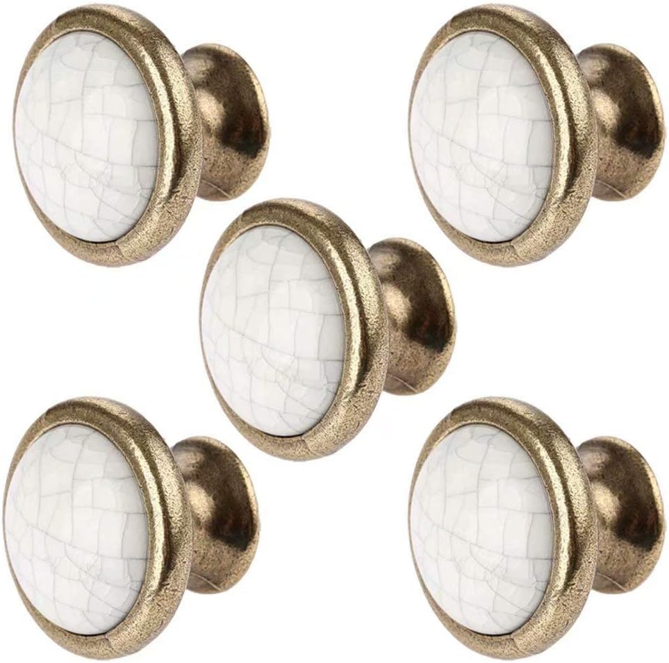 Retro Pull Handles,Round Knobs Retro Crack Ceramic Cabinet Handles Knobs,Pack of 5 Contemporary Drawer Pulls |Single Hole | Round Knob,Modern Cabinet Hardware (Color : Hole Distance 128mm)