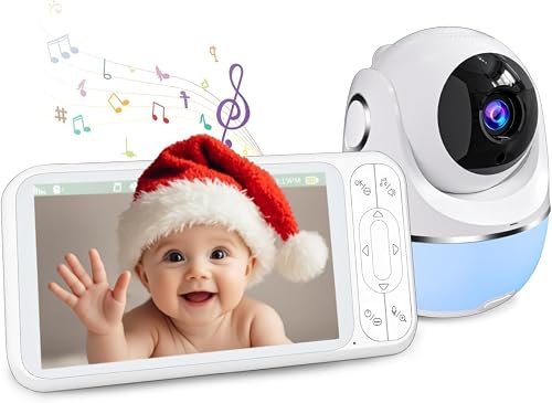 1080P Baby Monitor No WiFi, Pan Tilt 4X Zoom 5000mAh Battery Video Baby Monitor with Camera and Audio, 2-Way Talk, Night Vision, VOX, 1200FT