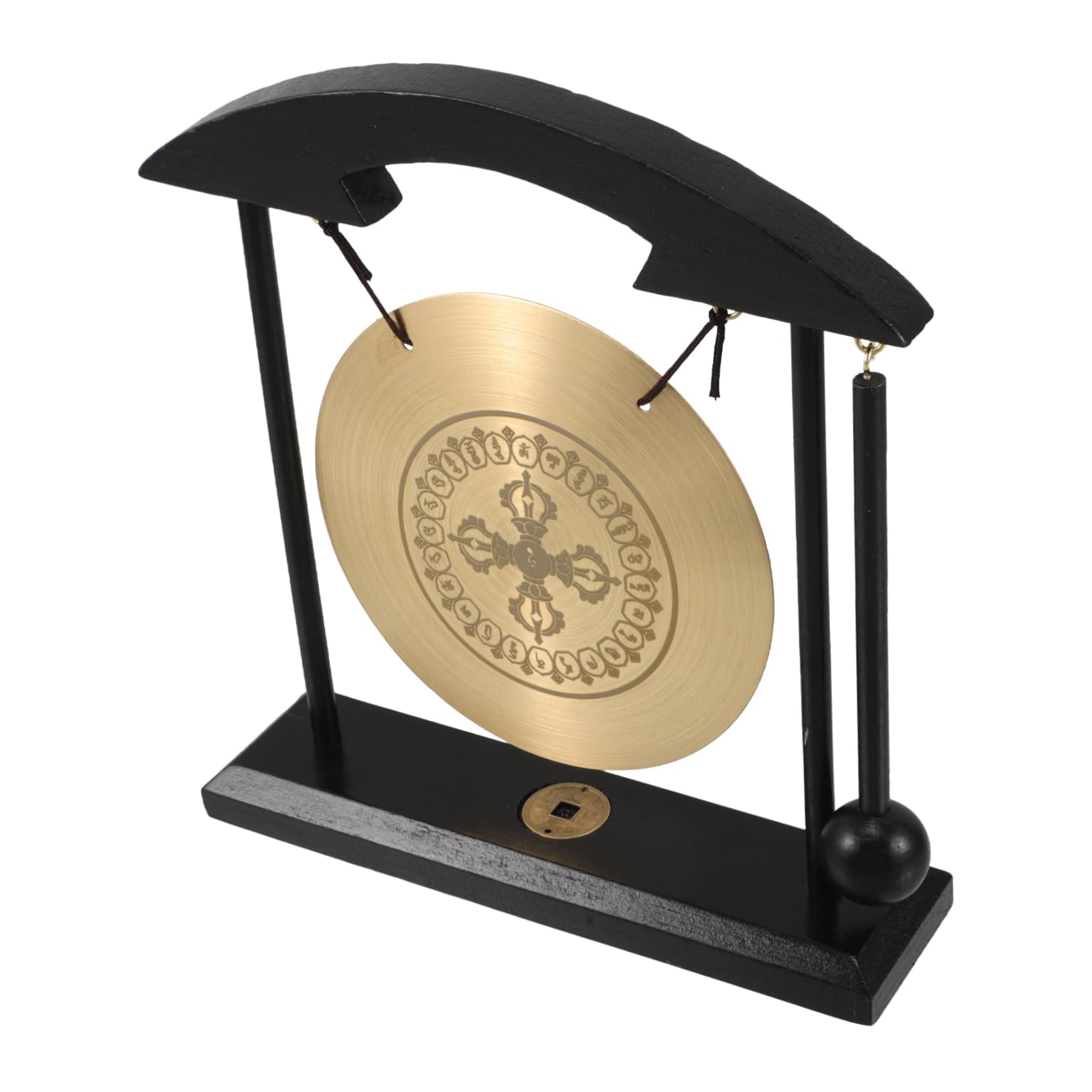 Gong De Latón Chino Vajra para Escritorio, Mini Gong Decorativo, Aleación De Metal, con Incluido, Símbolo De Prosperidad Feng Shui, Decoración para Hogar, Oficina y Estudio, Adorno Zen