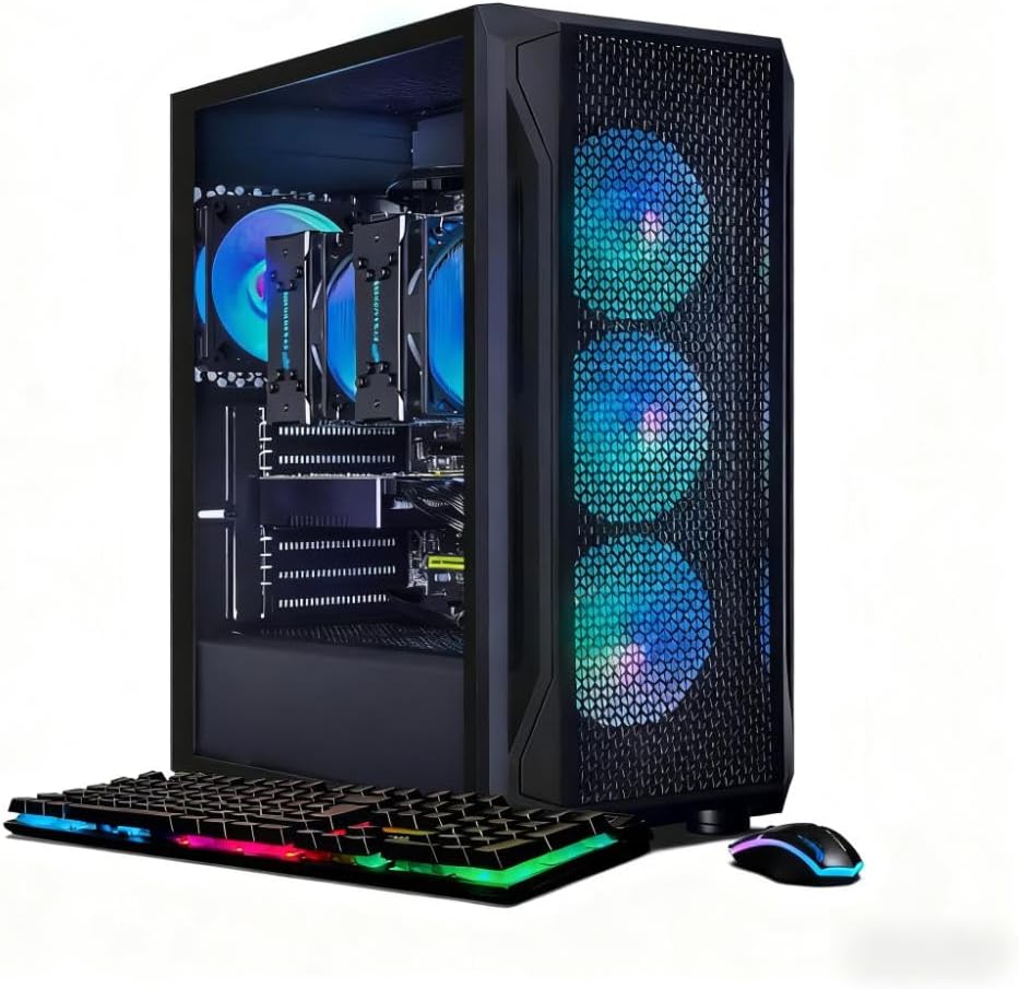 STGAubron Dual CPU Gaming PC, Dual Intel i7 Xeon E5 up to 3.7GHz, GeForce GTX 1660 Super 6G, 16G DDR4, 1T SSD, 600M WiFi, BT 5.0, RGB Fan x4, Windows 11 Pro