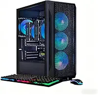 STGAubron PC Desktop para jogos de CPU dupla, Intel i7 Xeon E5 duplo até 3,7G, Radeon RX 580 8G, 16GB DDR4, 1TB SSD, 600M WiFi, BT 5.0, RGB Fan x4, Windows 11 Home