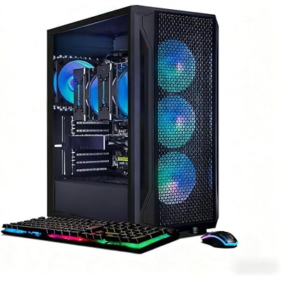 STGAubron Dual CPU Gaming PC, Dual Intel i7 Xeon E5 up to 3.7GHz, Radeon RX 580 8G, 16G DDR4, 512G SSD, WiFi 6, BT 5.0, RGB Fan x 4, Windows 11 Pro