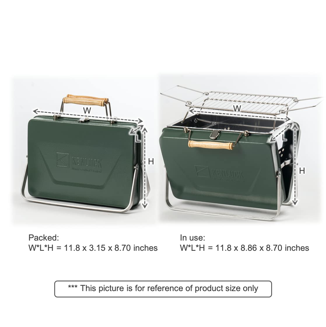 Mini Grill/Barbecue A Carbone Kenluck - Verde Martello Lucido