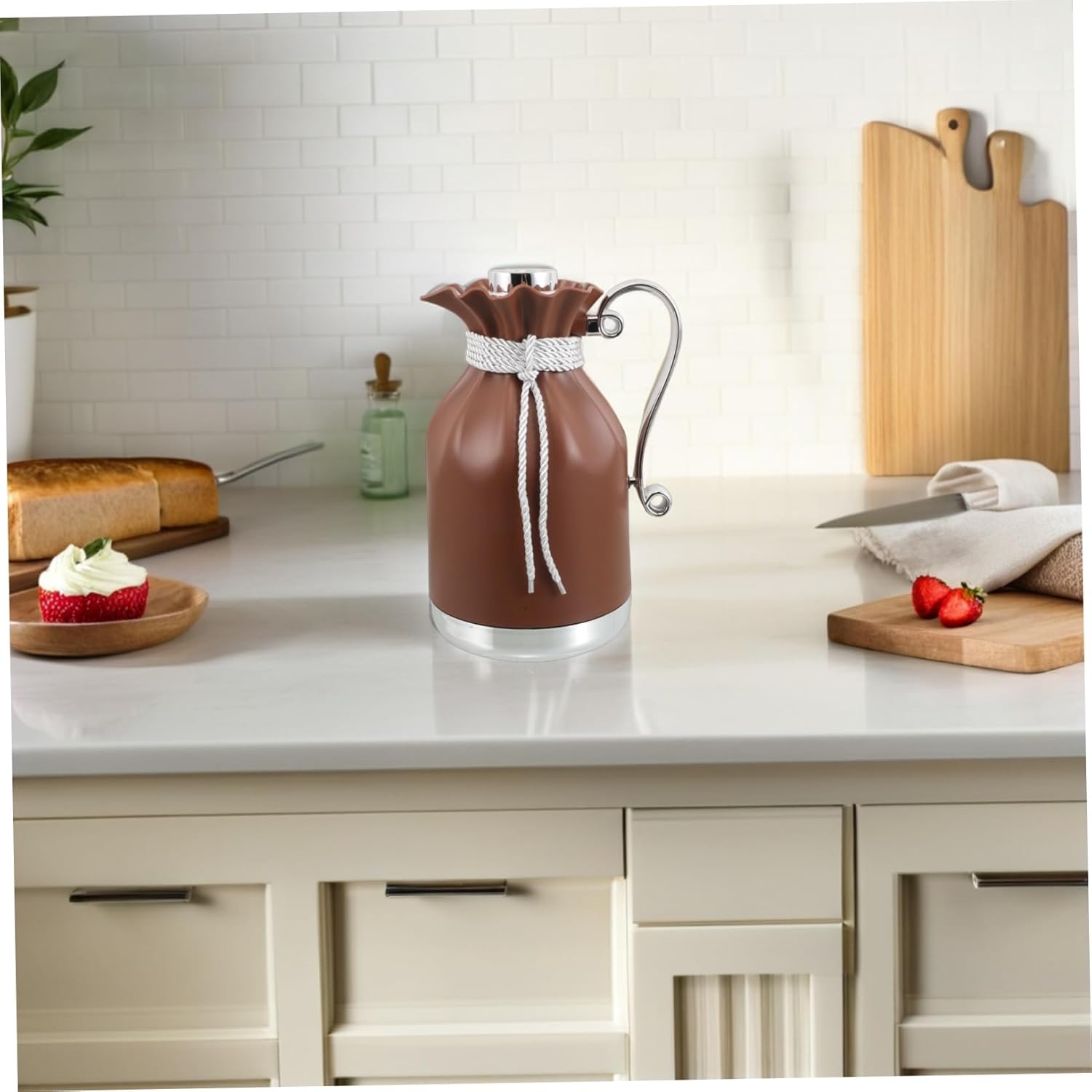 BESTYASH Large Capacity Insulated Tea Carafe Hot Cold Thermal Pot Glass Liner for Home Office Travel