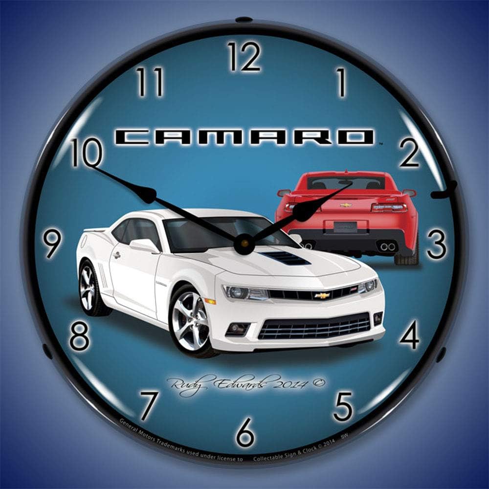 2014 Camaro SS Summit White LED Wall Clock, Retro/Vintage, Lighted, 14 inch
