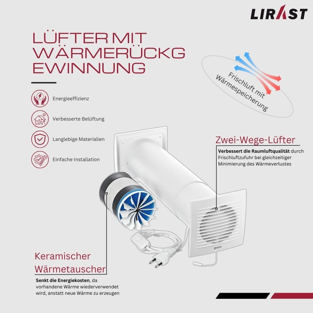 100 mm VMC, doppelter Durchfluss, komplett mit Kabel und Kabelzug, Wärmerückgewinnung, Belüftung, Wärmeverteiler
